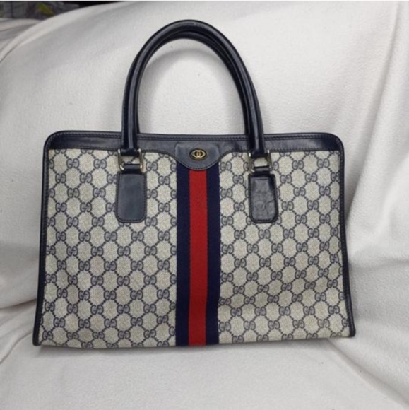 Authentic Vintage Gucci GG Monogram Supreme Sherry Web Ophidia Satchel - Picture 2 of 11